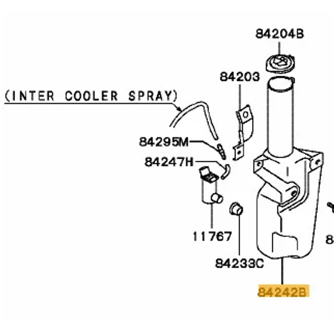 Hovedbilde Tank Assy Intercooler Spray, OEM Mitsubishi Evo 6/TME, MR482612 (84242B)