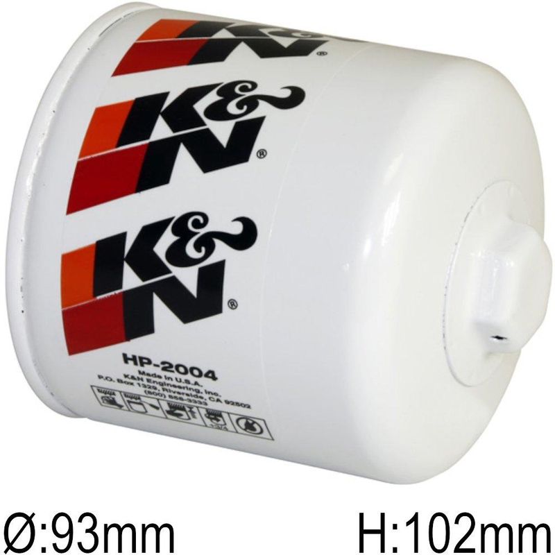 Oljefilter, K&N, 3/4-16UNF-2B, Ø93mm, H102mm. HP-2004