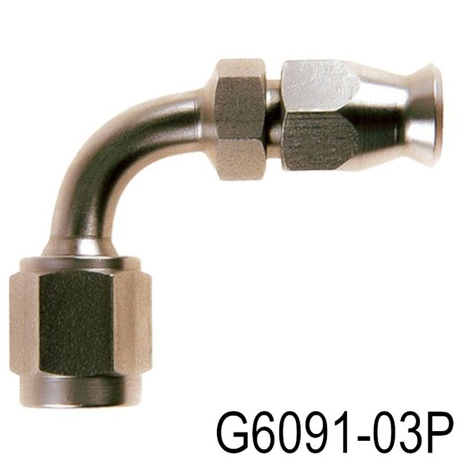 Hovedbilde Goodridge fitting -3 UNF, hunn 90' rør m/svivel. Forsinket stål