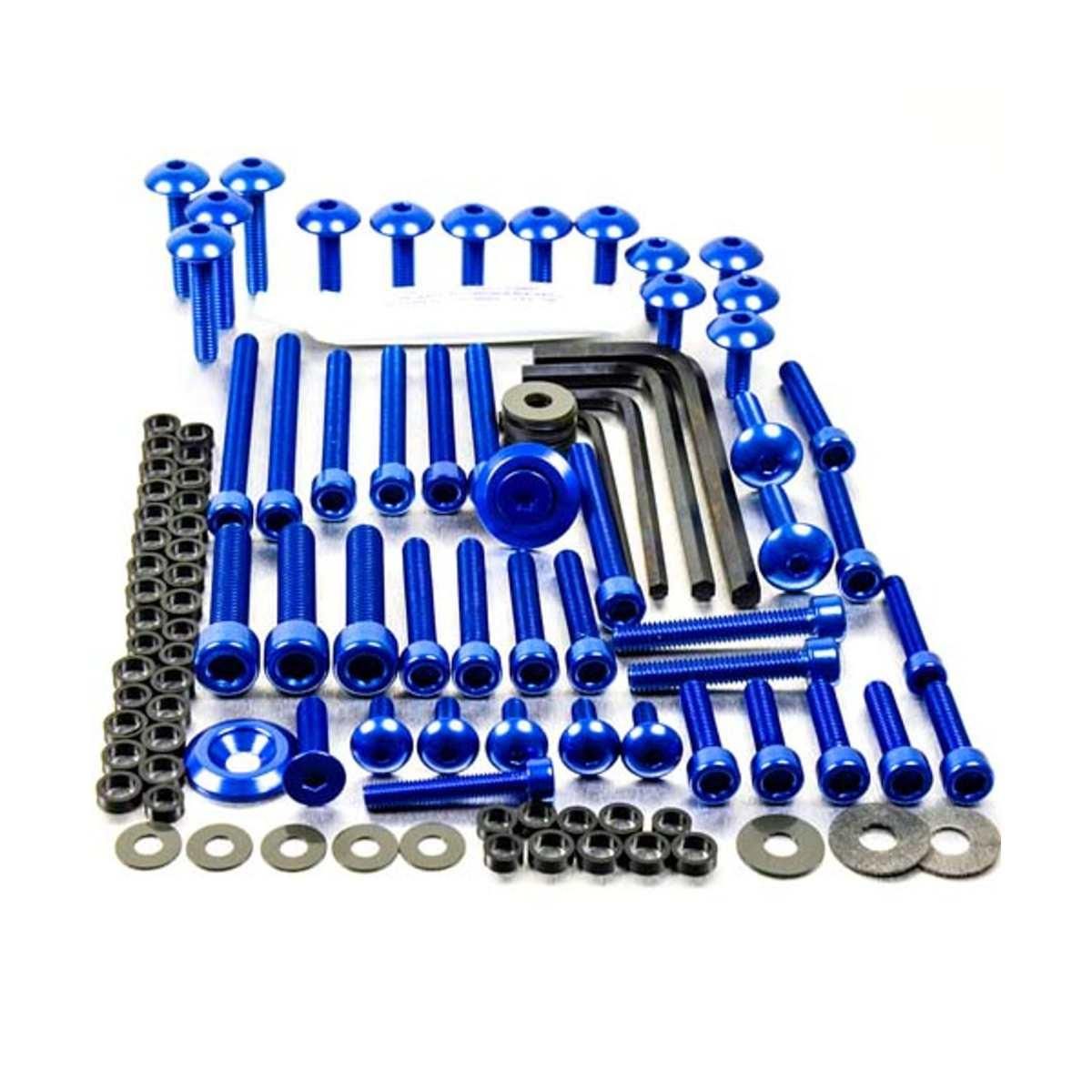 Sortiment med 50 Alu bolter, skiver og muttere, Blå