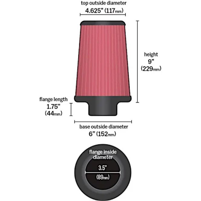 Hovedbilde Luftfilter, K&N, 89mm, Ø152-117mm, H229mm, KNRE-0920