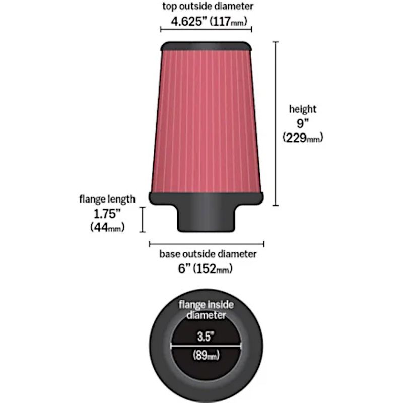 Luftfilter, K&N, 89mm, Ø152-117mm, H229mm, KNRE-0920