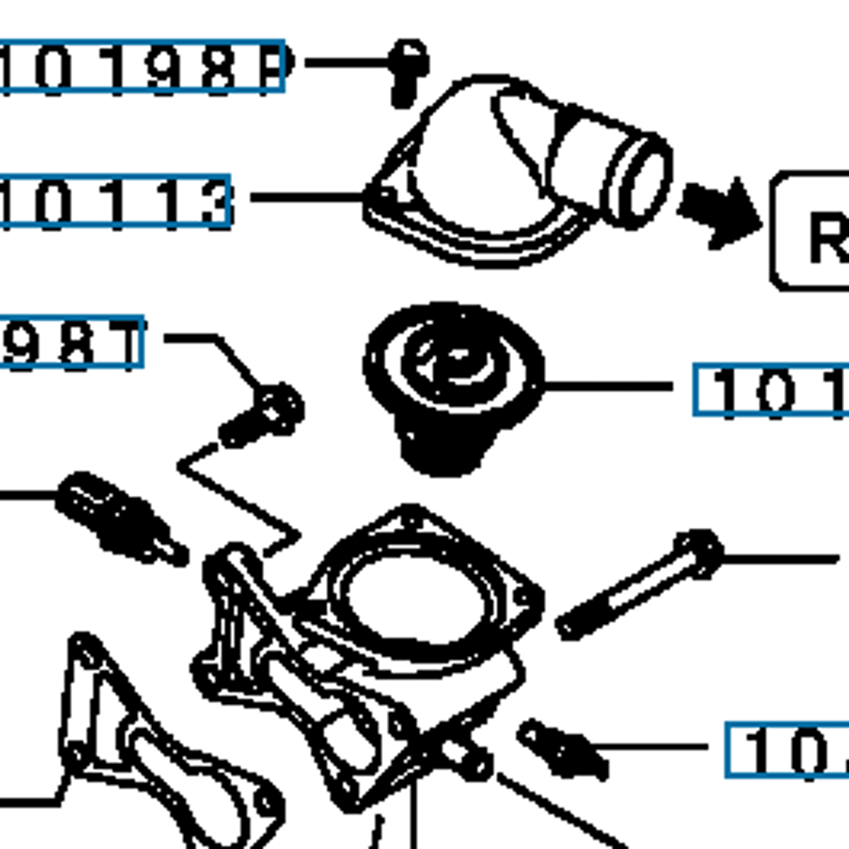 Case, Thermostat,complete w/Thermostat & Sensor OEM Mitsubishi Evo 9, MD363250 (10100)