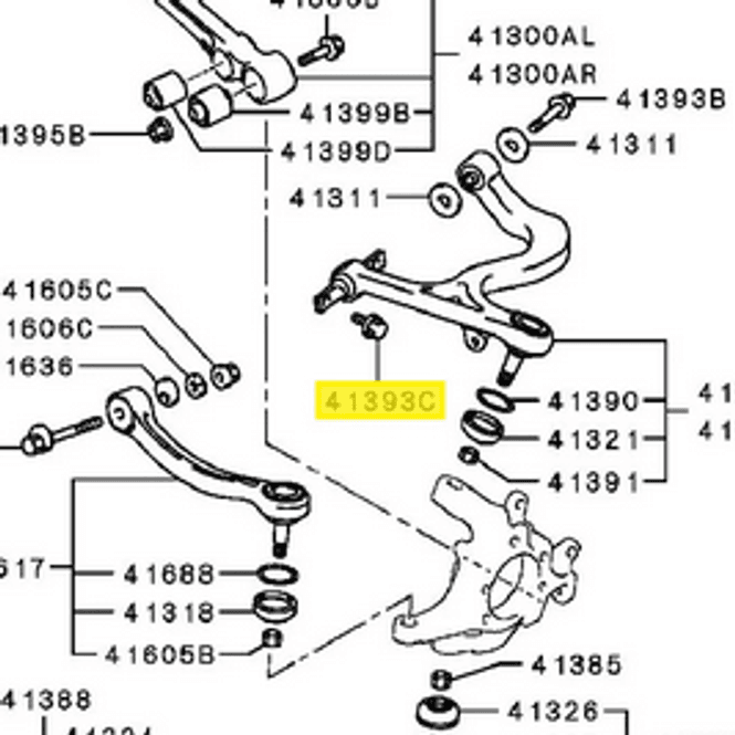 Hovedbilde Bolt, RR Susp Upper Arm, OEM Mitsubishi Evo4-9, MF241282 (41393C)