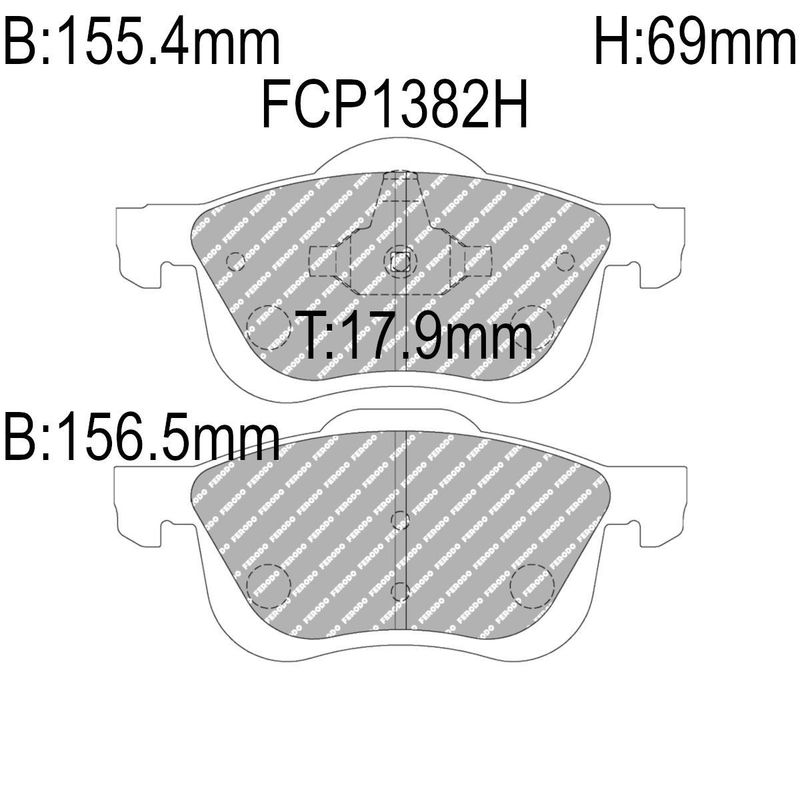 Bremseklosser, Foran, Volvo, S60, V70, S80, DS2500. BRFCP1382H