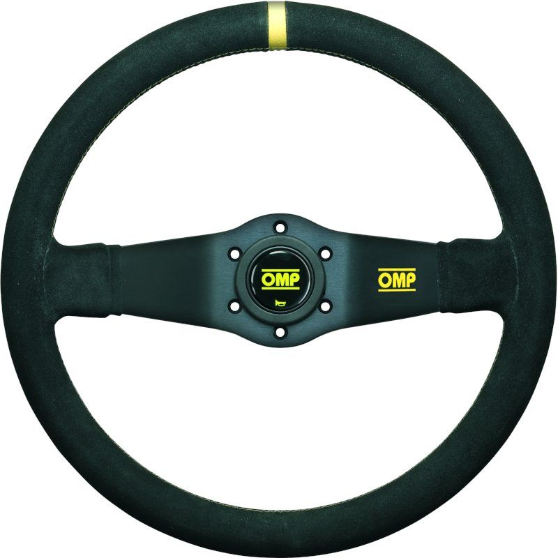 Ratt, OMP Rally svart semsket skinn, blått senter, Ø350, OOD0-1951-240
