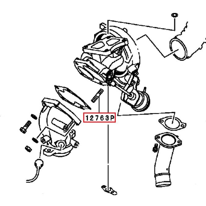 Hovedbilde Stud, Turbo Charger, OEM Mitsubishi Evo 4-9, MR224441 (12763P)