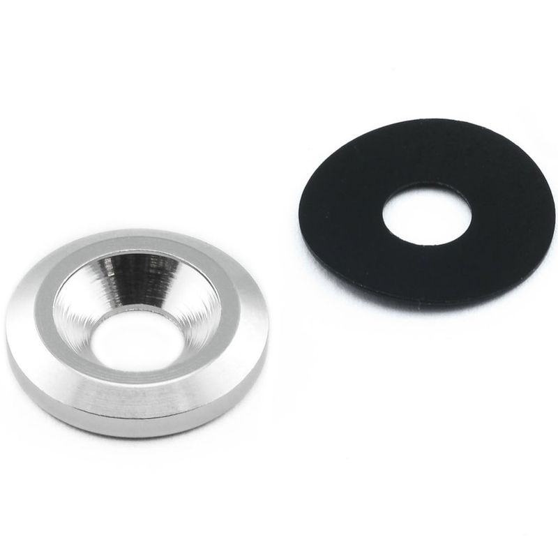 Skive 19mm y.d., Alu, Til forsenket M6 bolt. Sølv