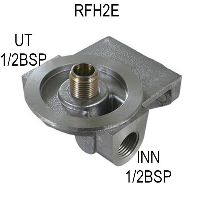 Hovedbilde Oljekjøler filterholder, 3/4UNF, 1/2BSP inn/ut, MORFH2E