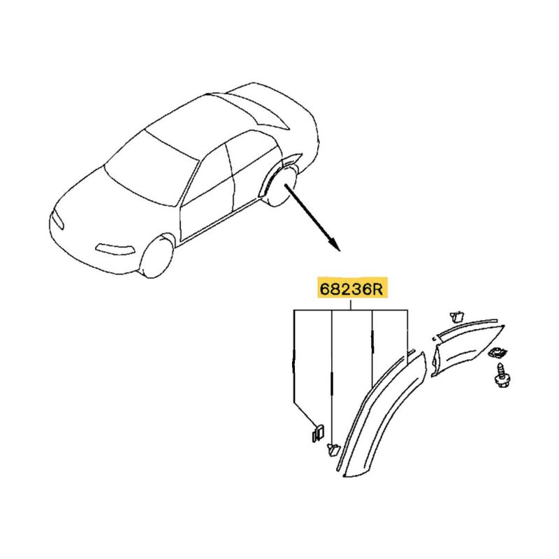 Overfender Rear Right Door, OEM Mitsubishi EVO 5/6, MR439102, (68236R)