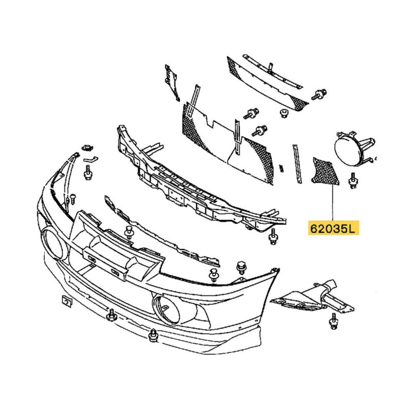 Net, Front Bumper Left, OEM Mitsubishi EVO 4, MR286249 (62035L)