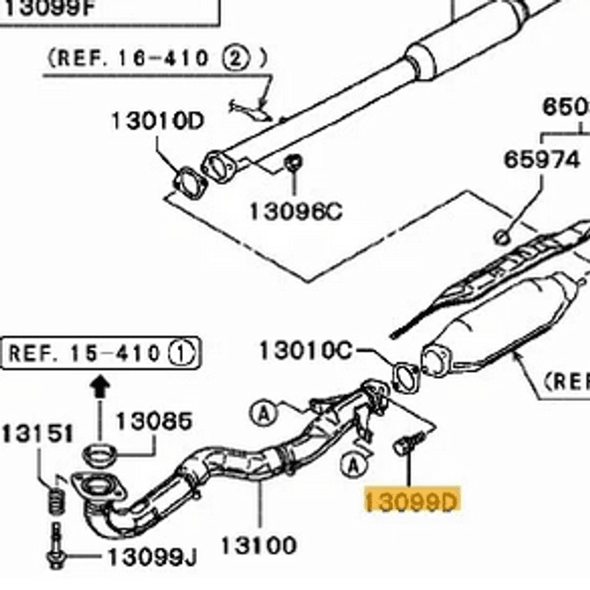 Hovedbilde Bolt Exhaust Pipe, OEM Mitsubishi Evo 4-9, MF241309 (13099D)