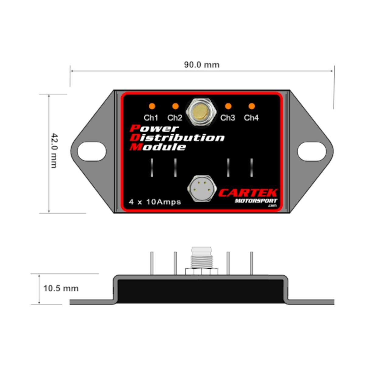 Strømbryterpanel, PDM, 4 kanaler, 40A, Cartek, CK-PM-04