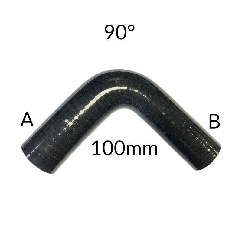 Silikon bend, svart, 90', overgang 32-38mm, 102mm legg. EX90R-32-38-102