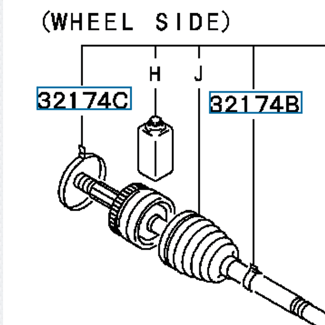 Hovedbilde Boot Kit, FR Axle Shaft Wheel Side, OEM Mitsubishi Evo 4-9, MB297337 (32014)